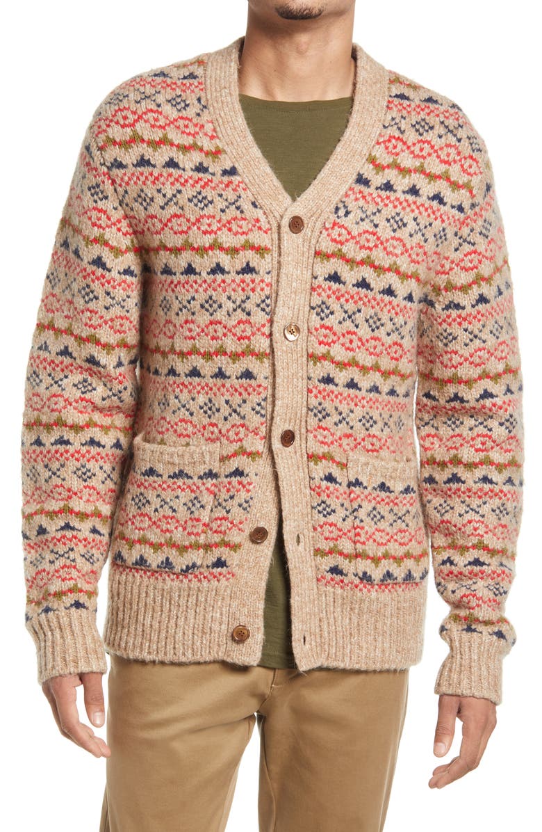 Alex Mill Fair Isle V-Neck Cardigan, Alternate, color, 