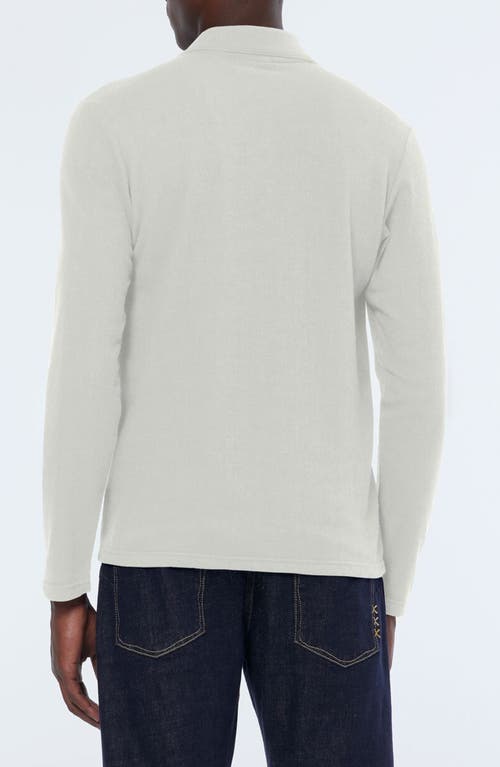 Scotch & Soda Relaxed Fit Long Sleeve Cotton Johnny Collar Polo In White
