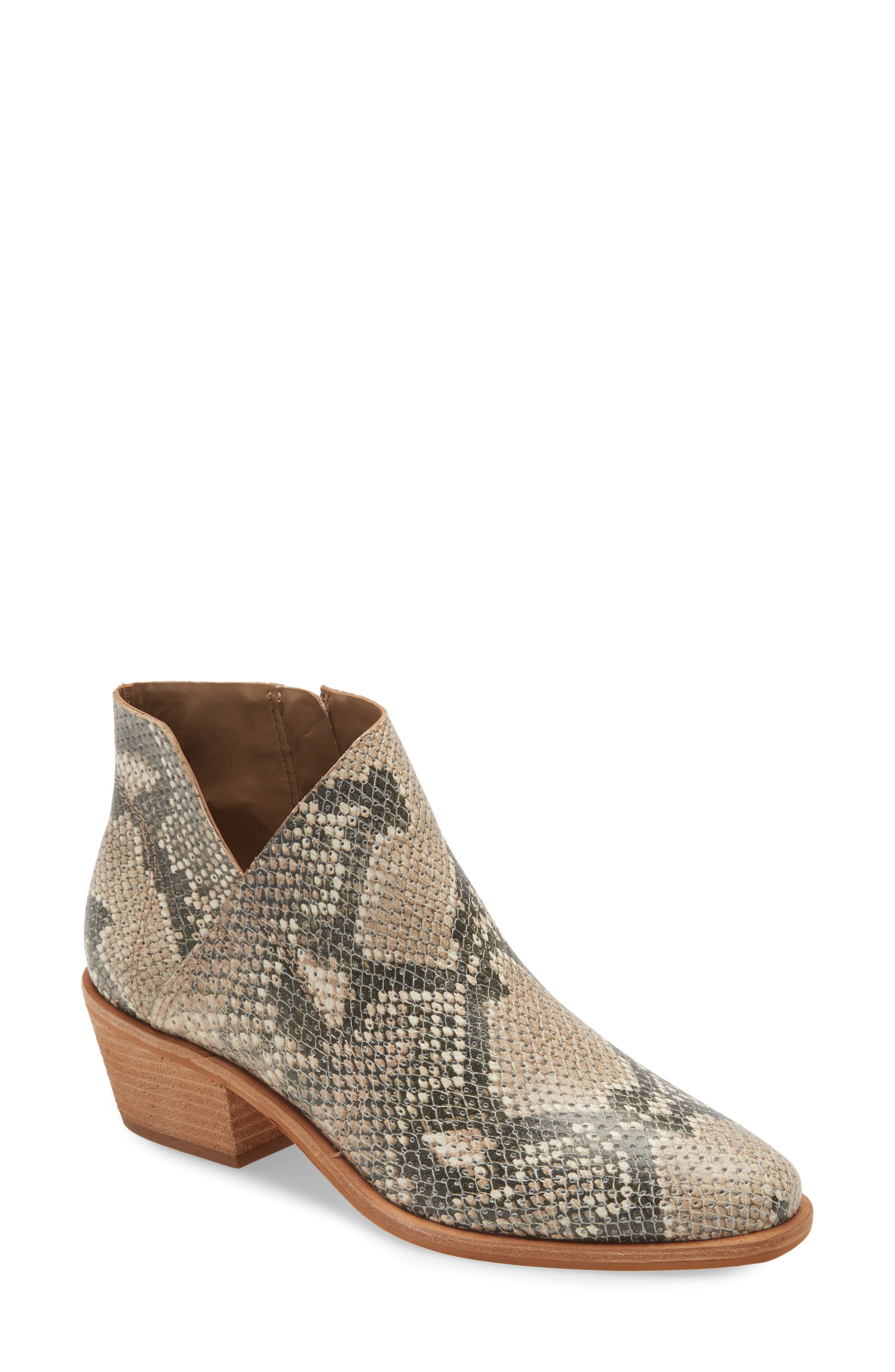 Arendara Bootie, Main, color, NATURAL SNAKE PRINT LEATHER