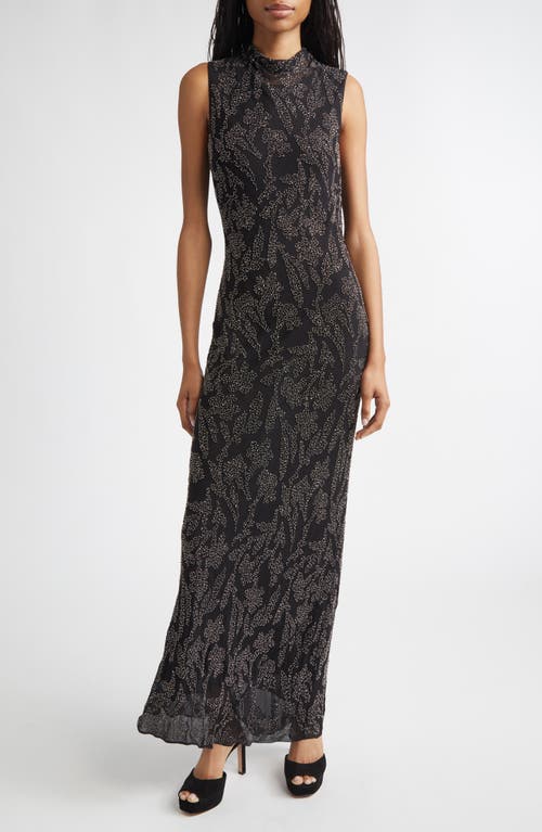 Veronica Beard Sylven Beaded Mock Neck Maxi Dress In Black