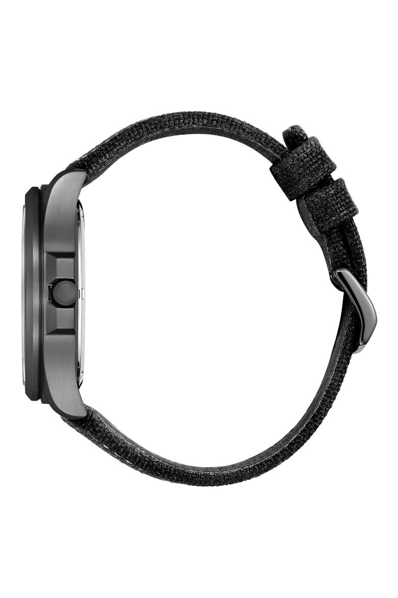 Eco-Drive Nylon Strap Watch, 44mm, Alternate, color, BLACK