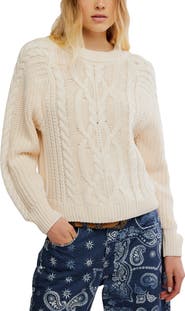 Free People Frankie Cable Cotton Sweater