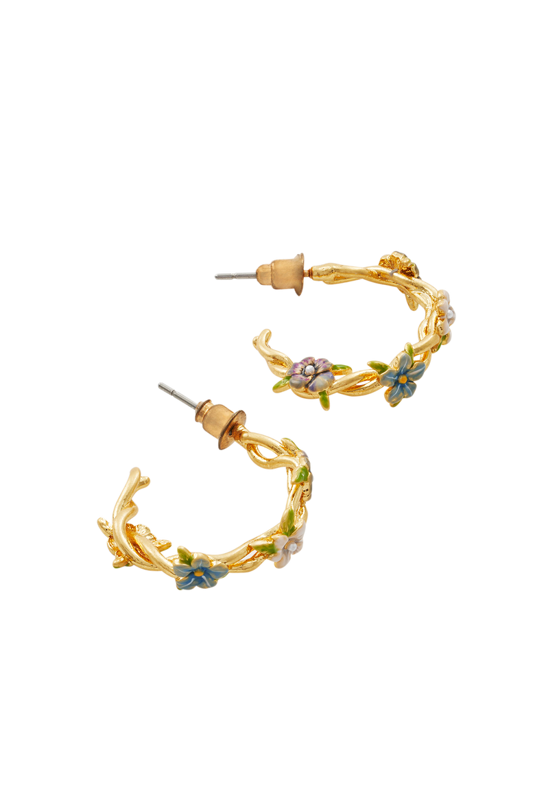 Wildflower Hoop Earrings, Alternate, color, Gold