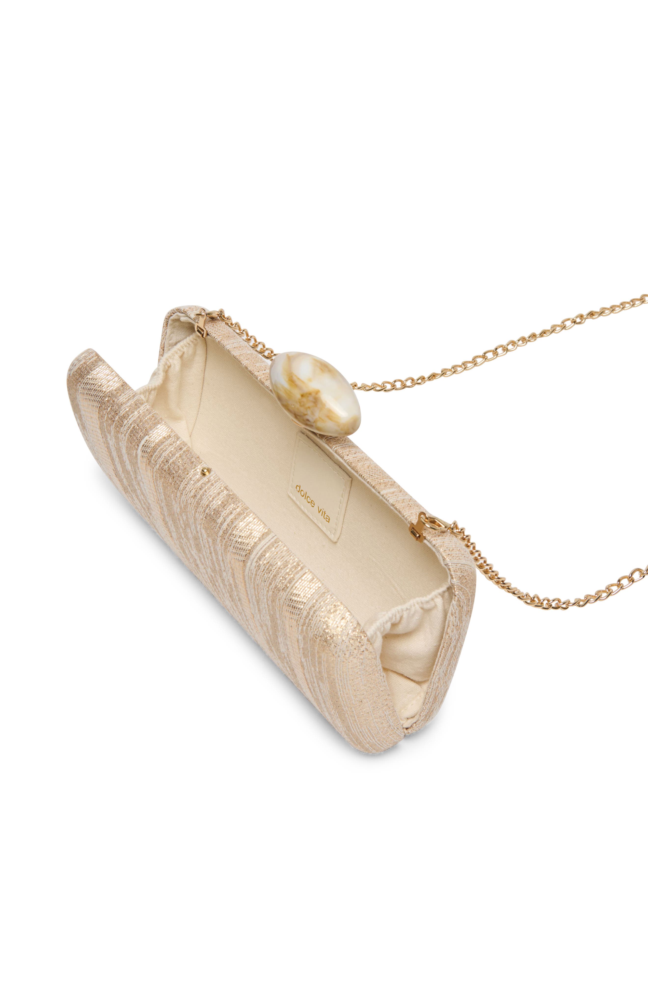 Dolce Vita Metallic Frame Clutch, Alternate, color, Natural/Gold