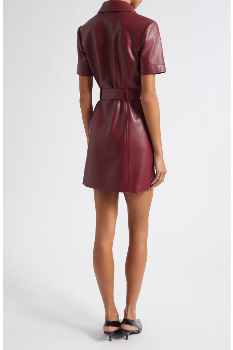 Lydia Faux Leather Snap Front Minidress, Alternate, color, OXBLOOD