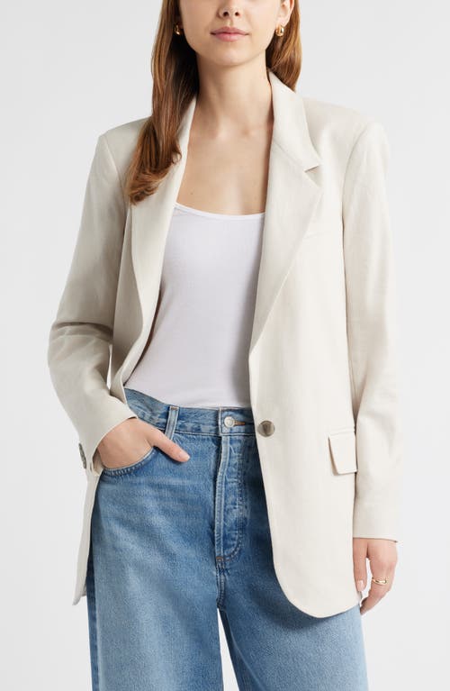 OPEN EDIT OPEN EDIT EVERYDAY ONE-BUTTON LINEN BLEND BLAZER