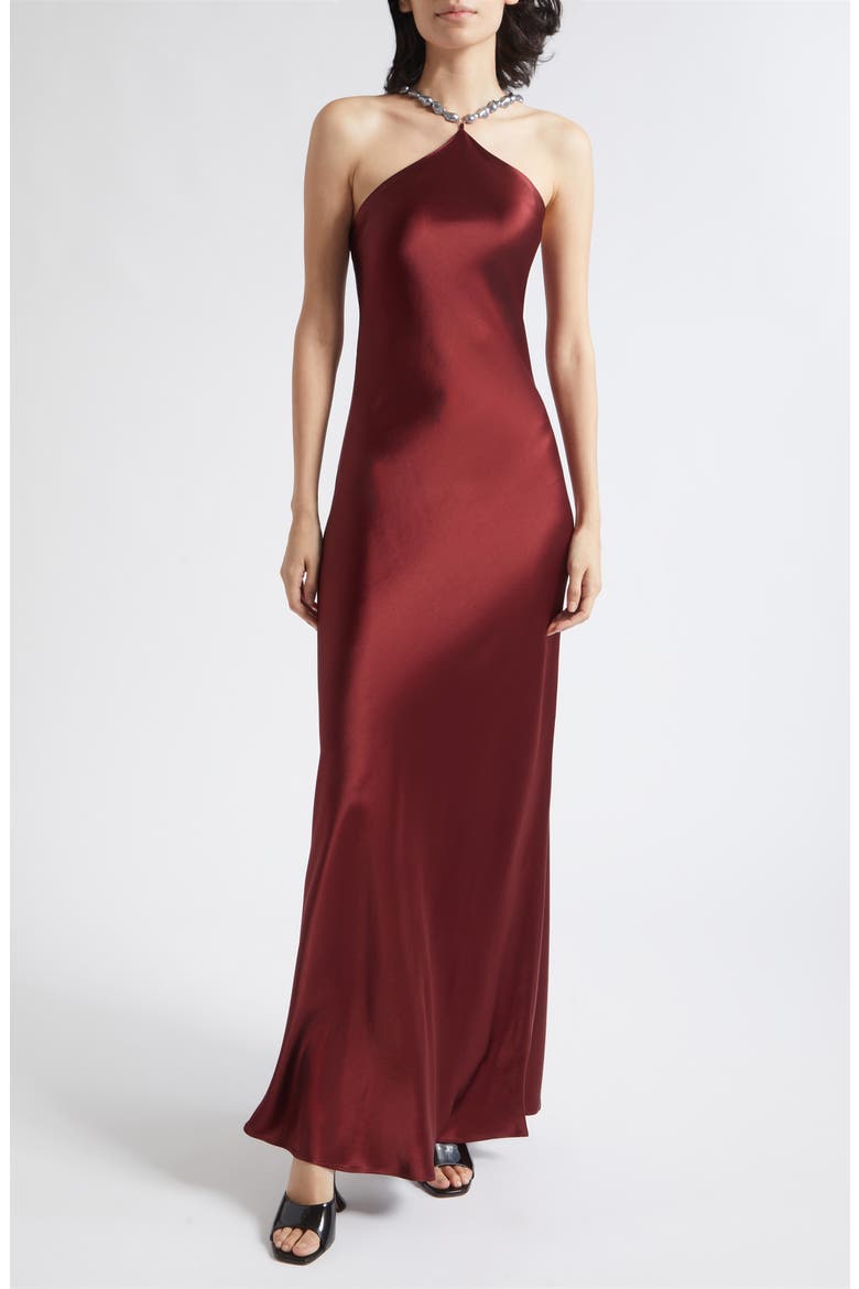 Cadence Halter Neck Gown, Main, color, PINOT