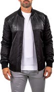 Maceoo Croc Embossed Leather Bomber Jacket