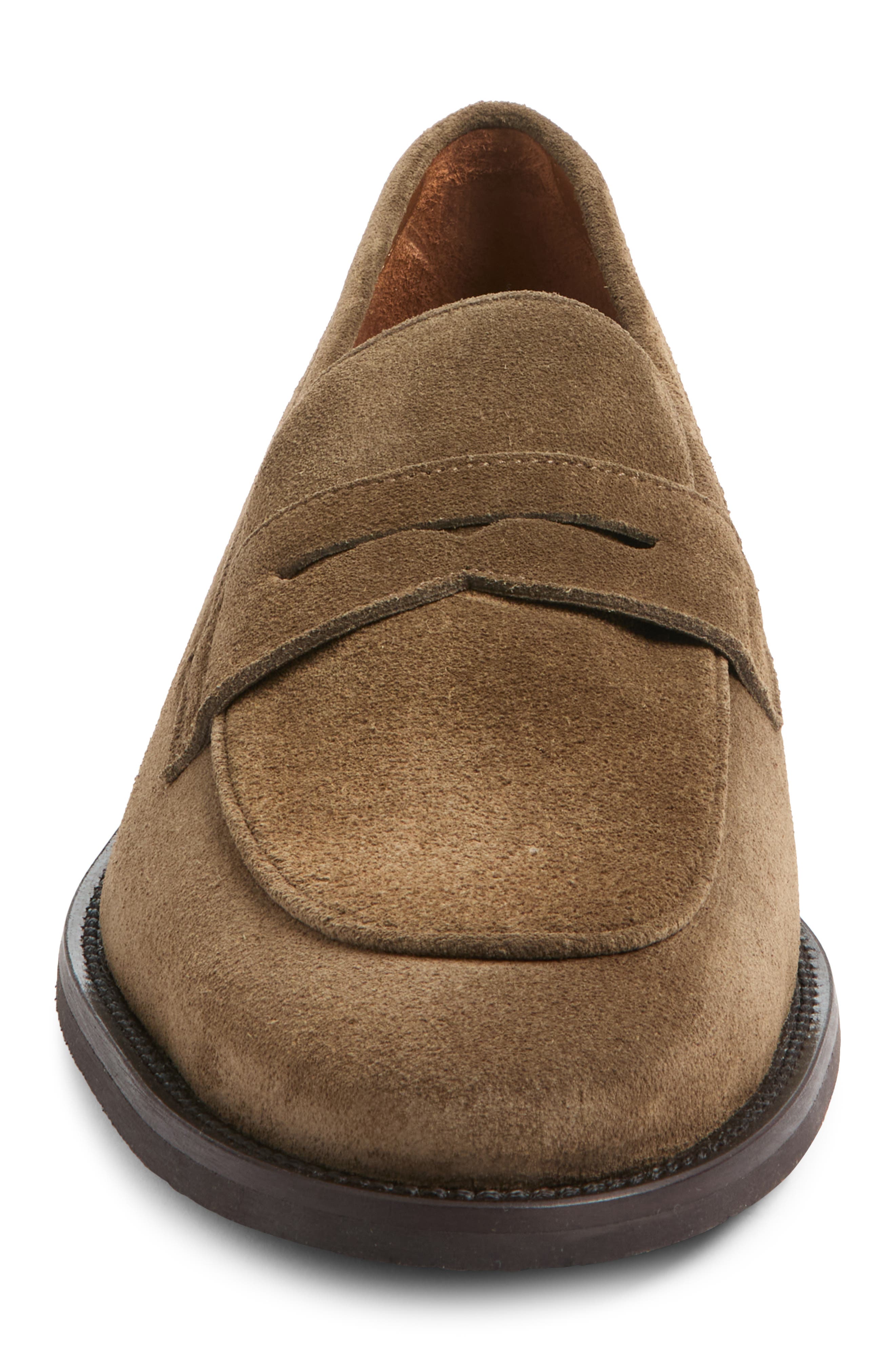 Como Suede Penny Loafer, Alternate, color, DARK OLIVE