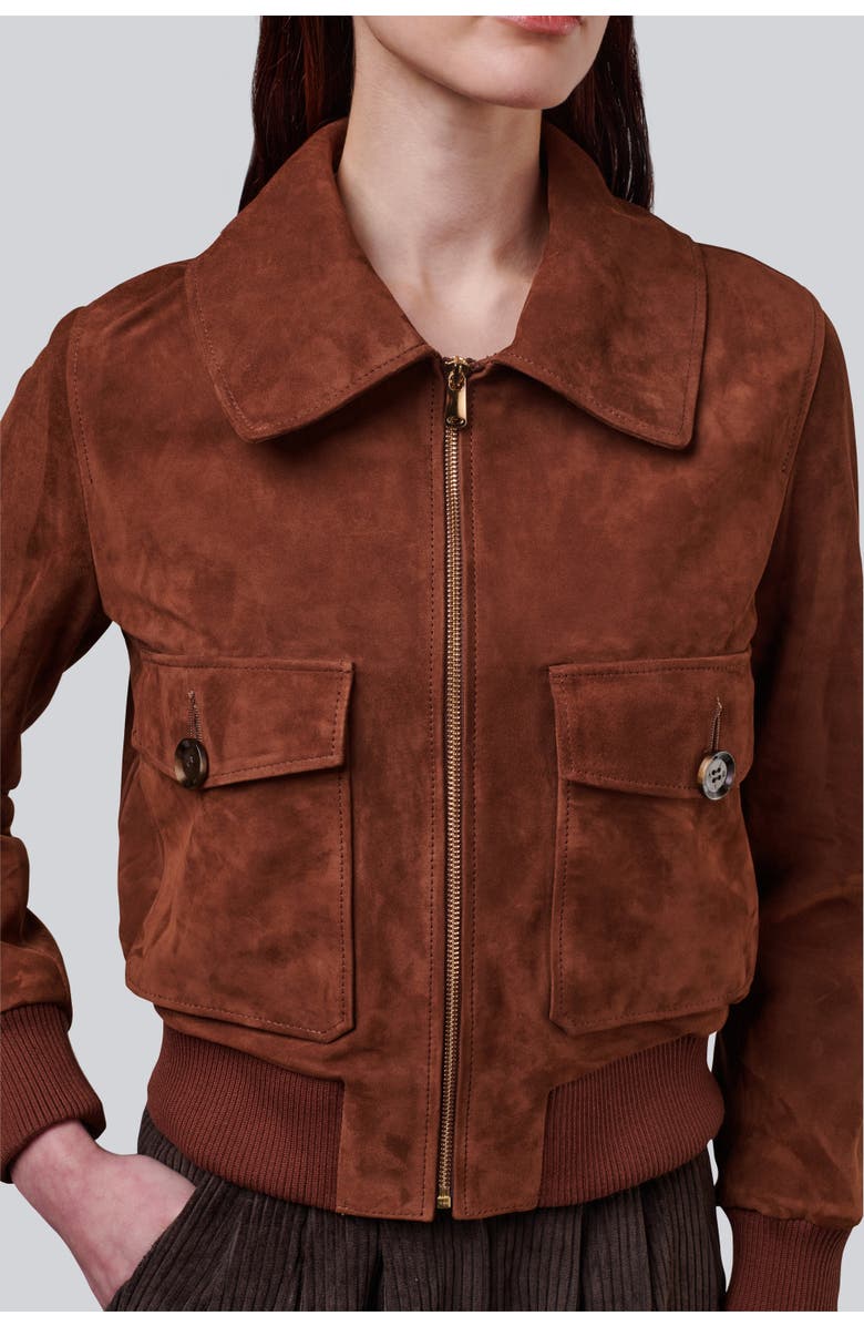 Furniq UK Evie Suede Jacket, Alternate, color, Chestnut