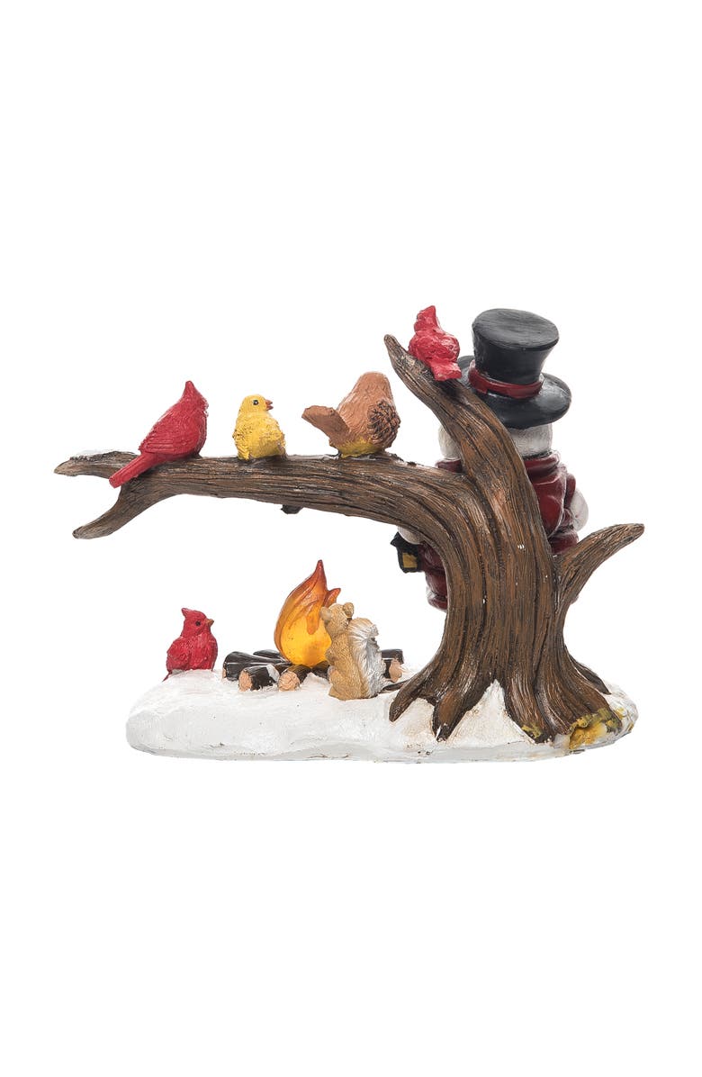 Transpac Multicolor Christmas Snowman and Birds Light Up Figurine, Alternate, color, Multi
