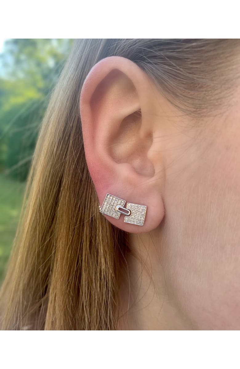 LuvMyJewelry City Arches Square Sterling Silver Diamond Stud Earring, Alternate, color,