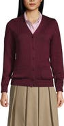Lands' End School Uniform  Cotton Modal Button Front Cardigan Sweater