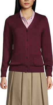 Lands' End School Uniform  Cotton Modal Button Front Cardigan Sweater