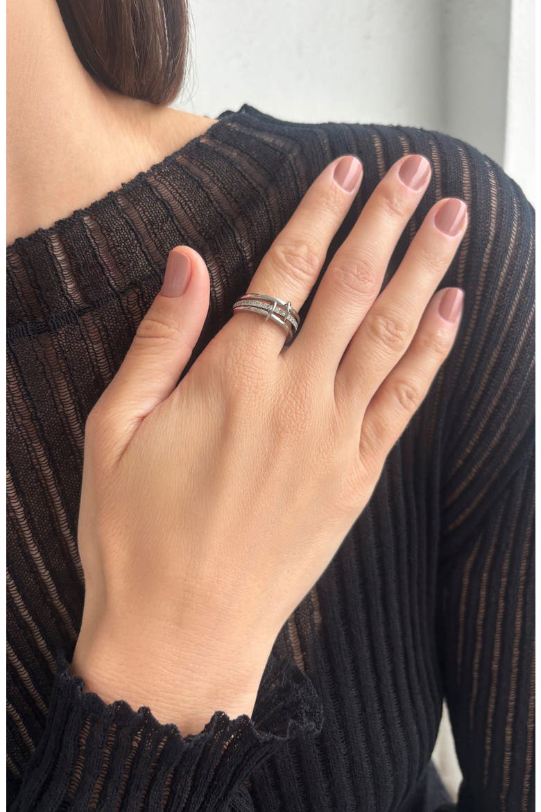 Interlocking Stacked Cubic Zirconia Rings, Alternate, color, SILVER