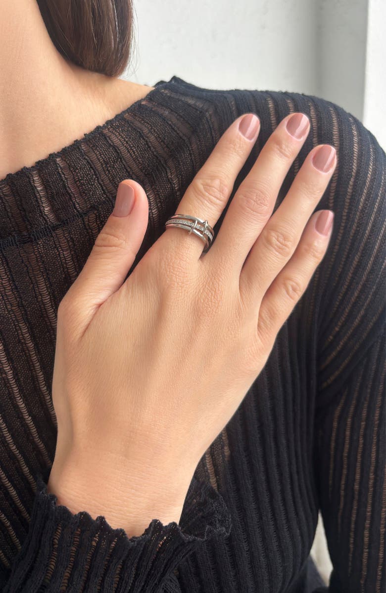 Adornia Connected 3-Layer Ring, Alternate, color, Silver