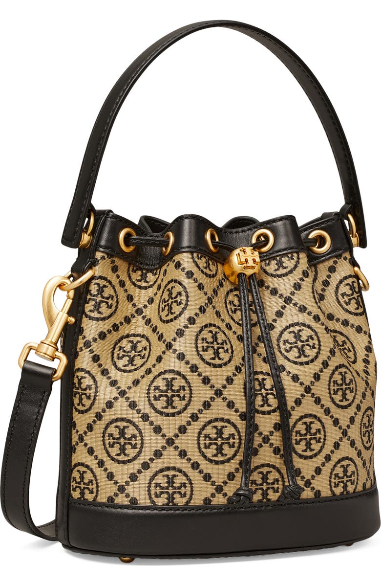 Tory Burch T Monogram Raffia Bucket Bag, Alternate, color,