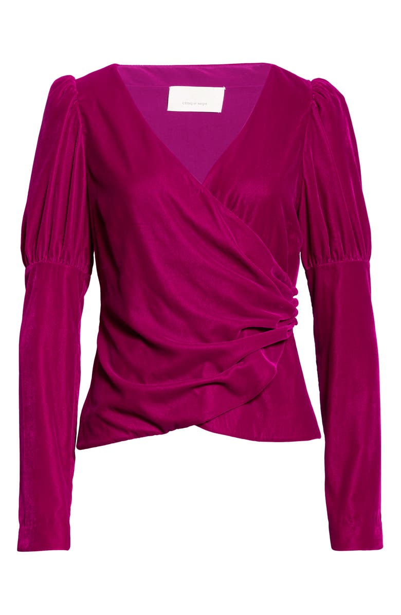 Cinq à Sept Theo Velvet Wrap Top, Alternate, color, 