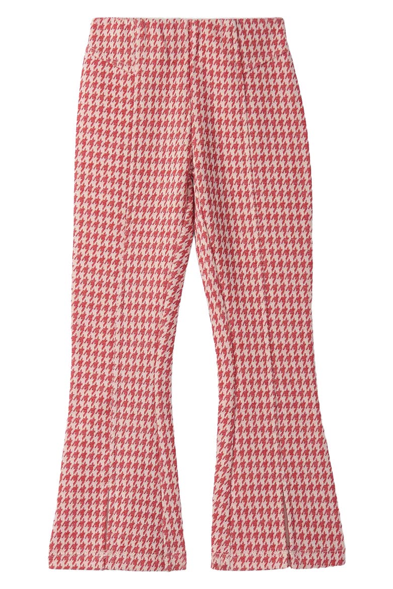 Kids' Houndstooth Check Flare Cotton Pants, Alternate, color, CHEX RED
