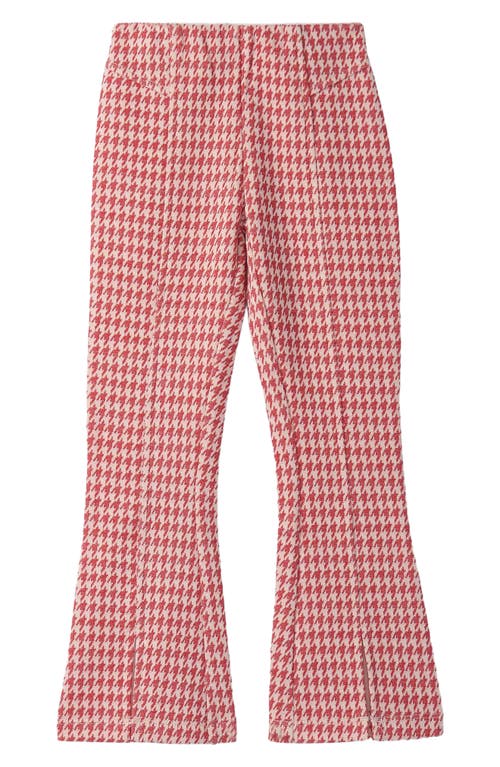 Hatley Kids' Houndstooth Check Flare Cotton Pants In Pink