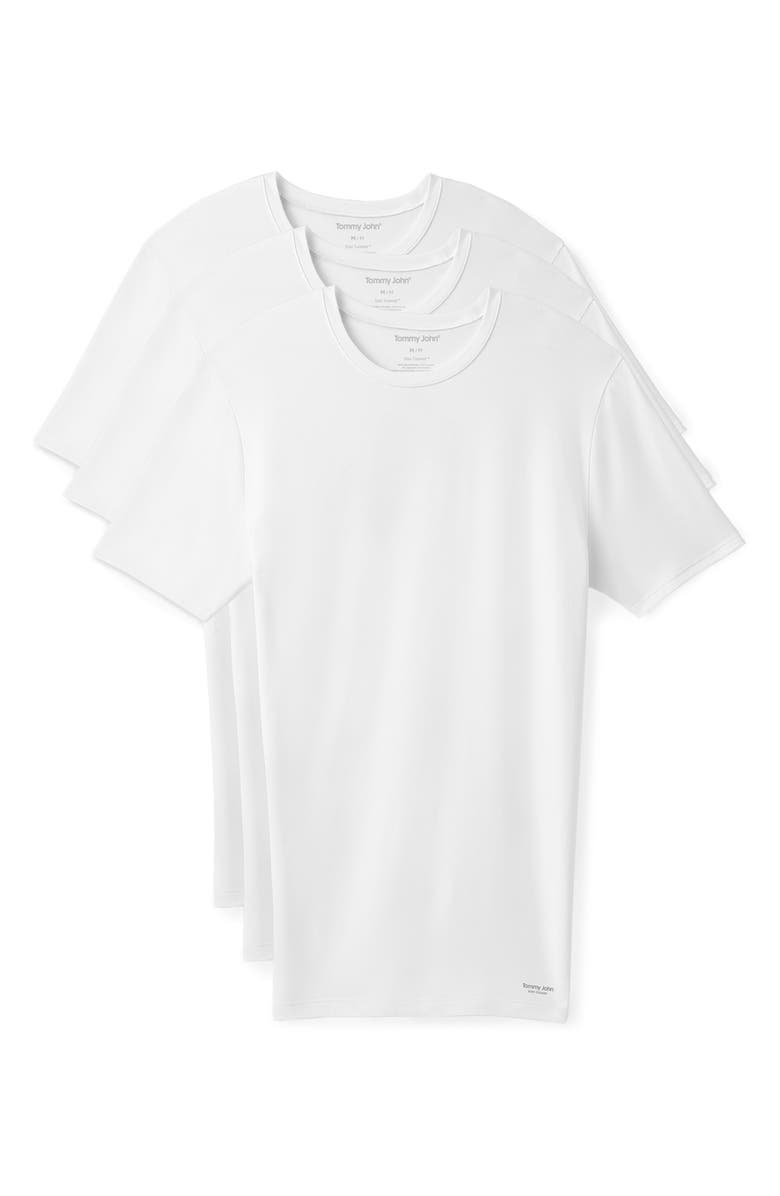 Tommy John 3-Pack Second Skin Stay Tucked Crewneck Undershirts, Main, color, White