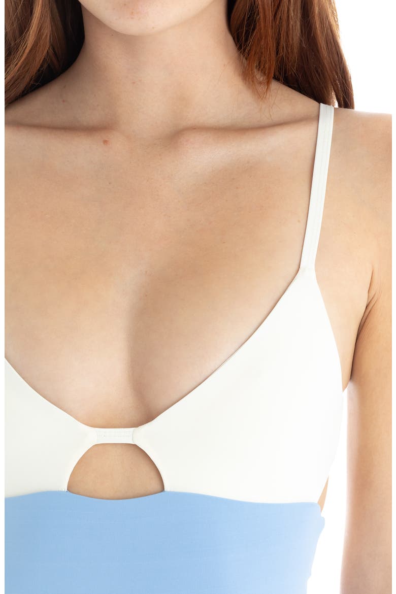 Adrian Cutout One-Piece Swimsuit, Alternate, color, BONE/ PERIWINKLE