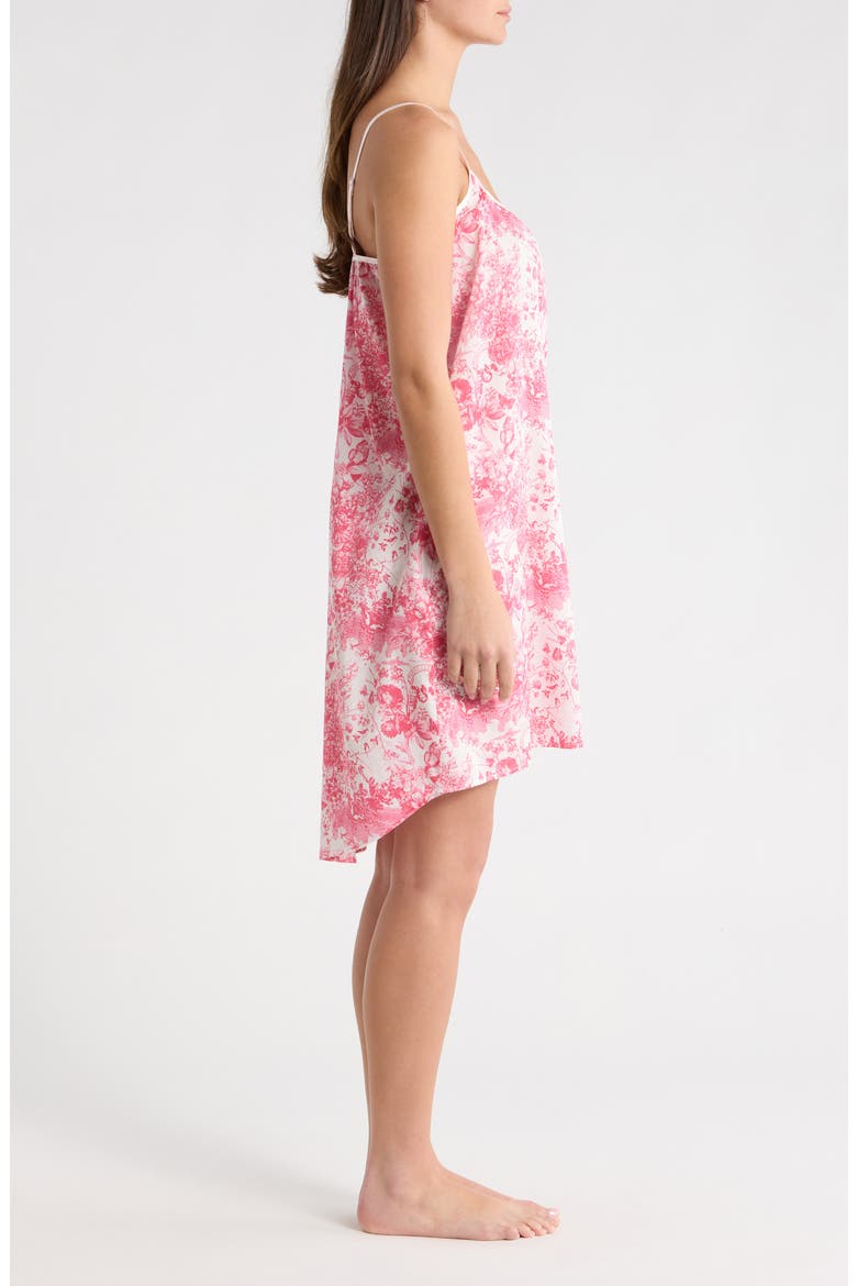 Toile de Jouy Cotton Sateen High-Low Chemise, Alternate, color, PINK LEMONADE