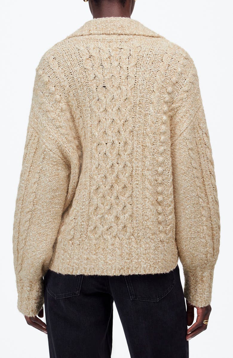 Madewell Cable Knit Polo Sweater, Alternate, color, 