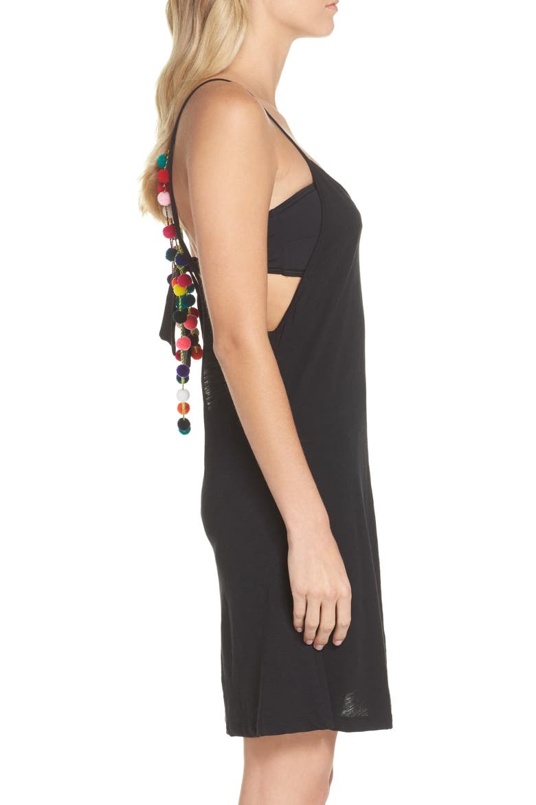 PomPom Cover-Up Dress, Alternate, color, BLACK