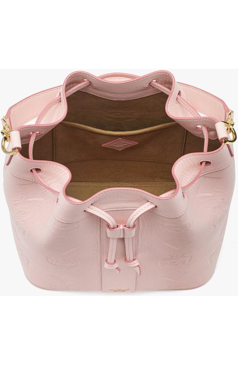 MCM Medium Dessau Drawstring Bag in Maxi Monogram Leather, Alternate, color, Lotus Pink