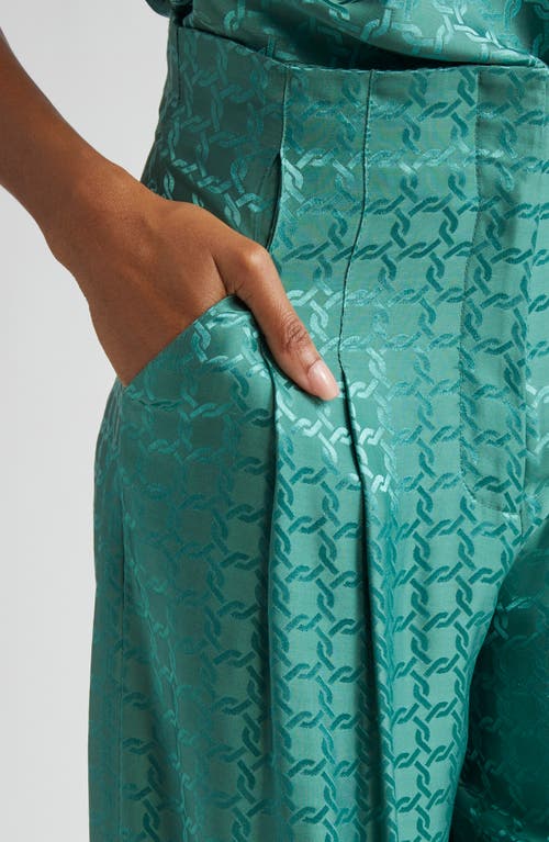Veronica Beard Colter Geo Print Wide Leg Pants In Green