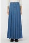 Opunzia Pleated Denim Maxi Skirt