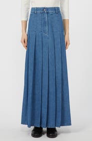 Weekend Max Mara Opunzia Pleated Denim Maxi Skirt