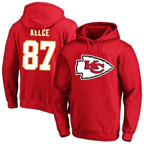 Men's Fanatics Travis Kelce Red Kansas City Chiefs Big & Tall Name & Number Fleece Pullover Hoodie
