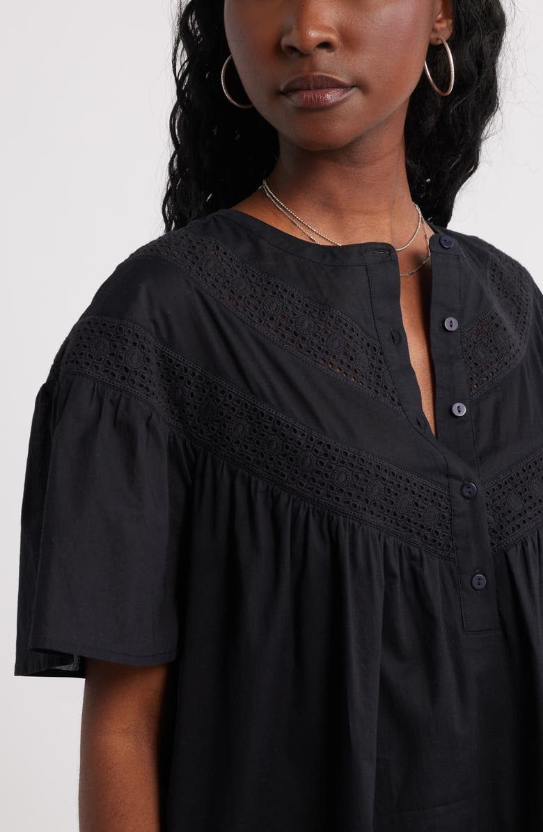 Treasure & Bond Lace Yoke Cotton Shift Dress, Alternate, color,