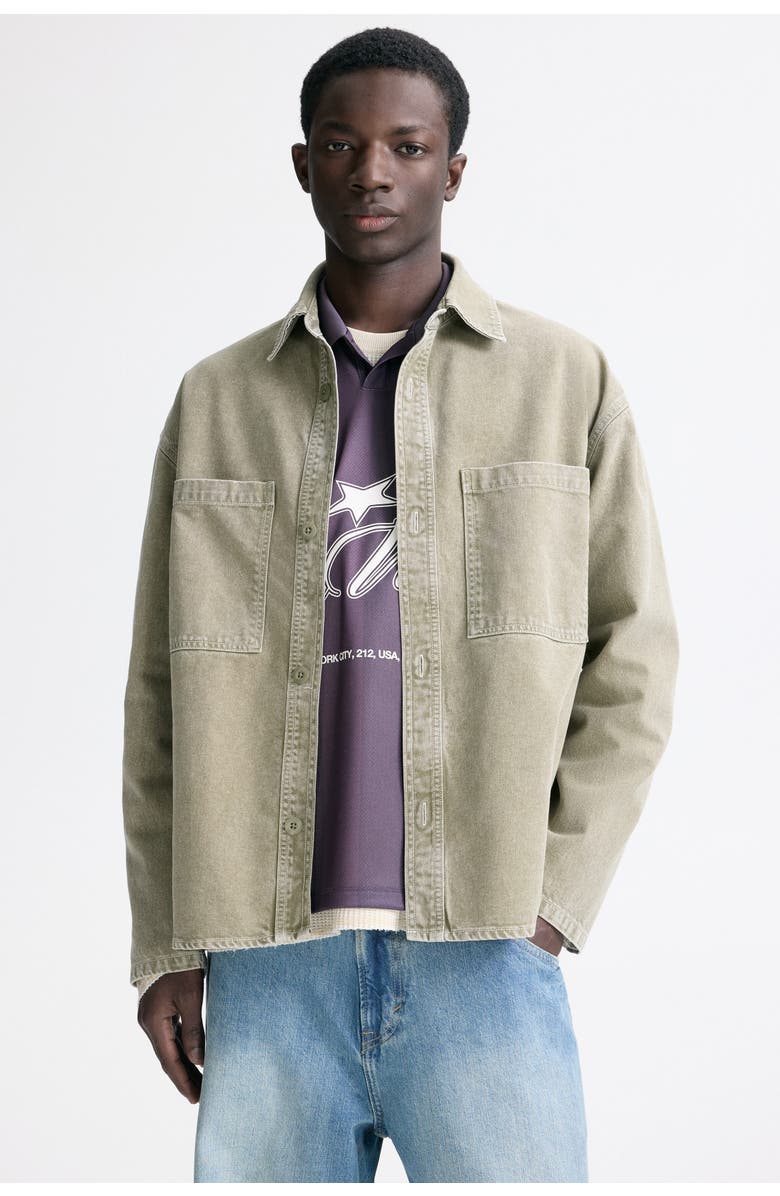H&M Washed-look Twill Overshirt, Alternate, color, Khaki Green