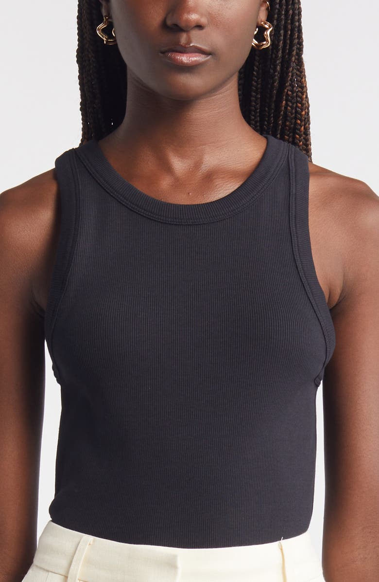 Nordstrom Everyday Cotton Rib Tank, Alternate, color, Black