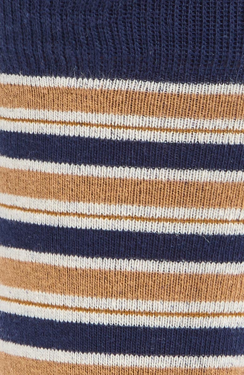 Nordstrom Stripe Dress Socks, Alternate, color, Navy- Brown Saddle