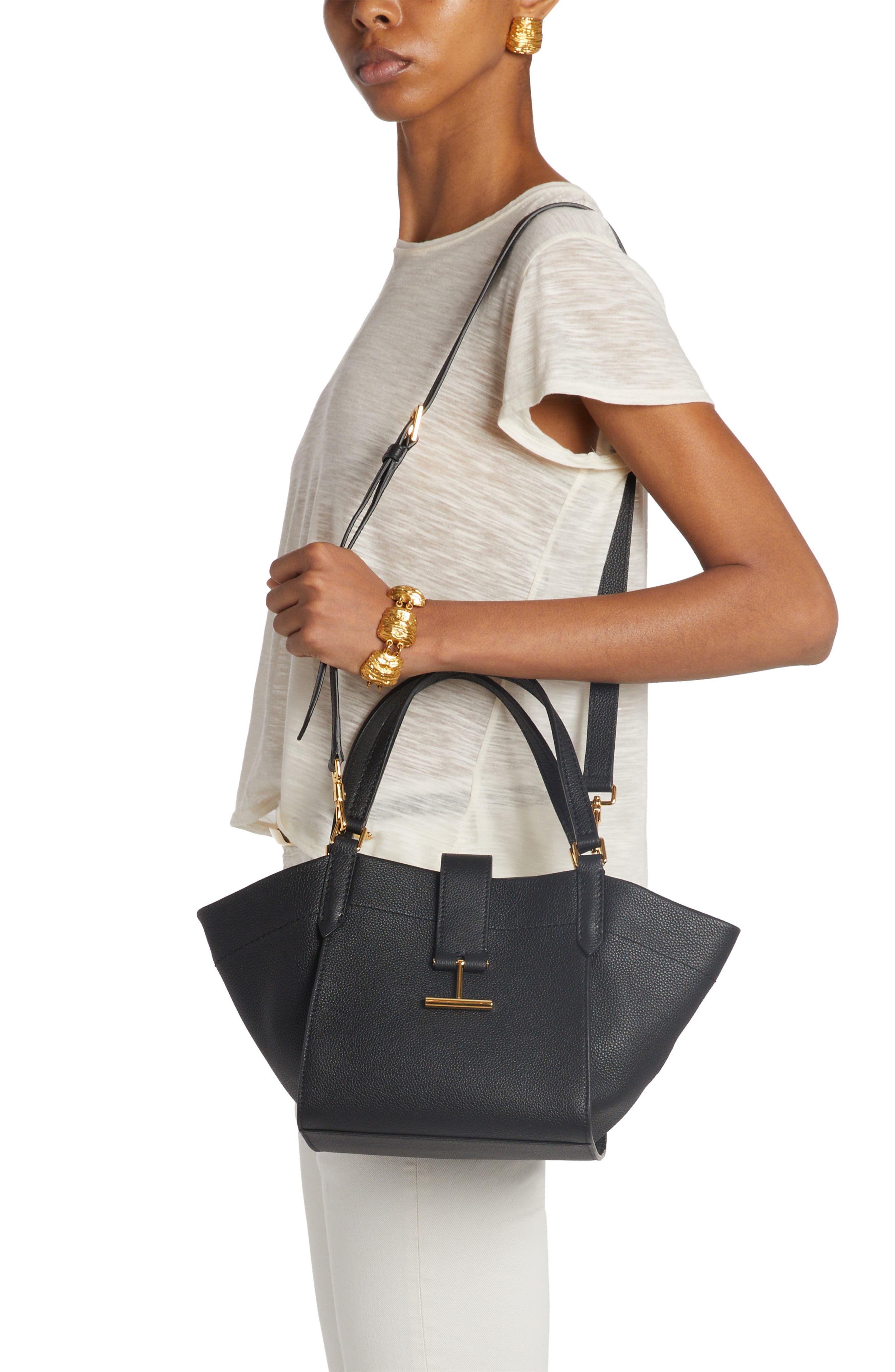 TOM FORD Small Tara Leather Tote, Alternate, color, 