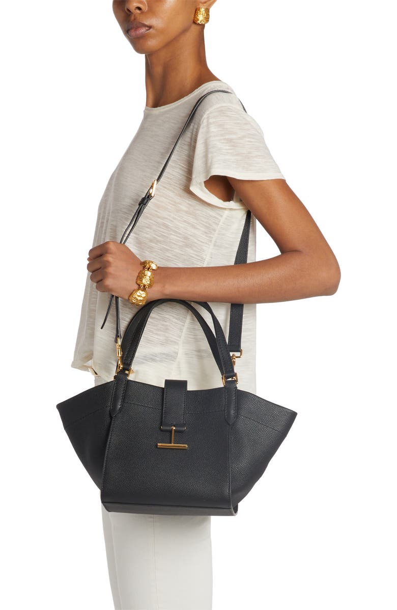 TOM FORD Small Tara Leather Tote, Alternate, color,