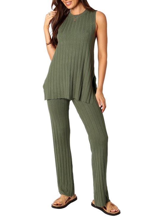 Silvie Wide Rib Sweater Tank & Straight Leg Pants Set