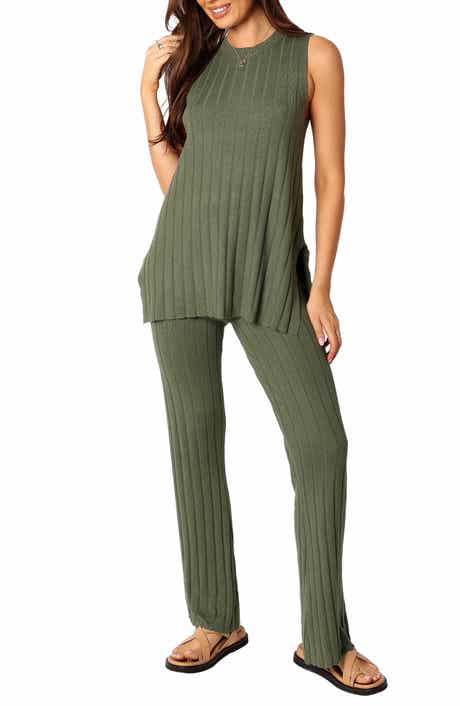 Petal & Pup Silvie Wide Rib Sweater Tank & Straight Leg Pants Set