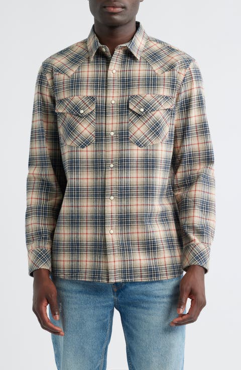 Wyatt Plaid Cotton Snap-Up Shirt