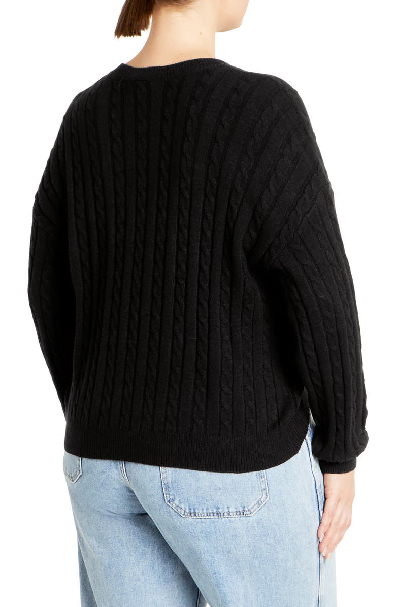 City Chic Kenia Cable Sweater, Alternate, color, 