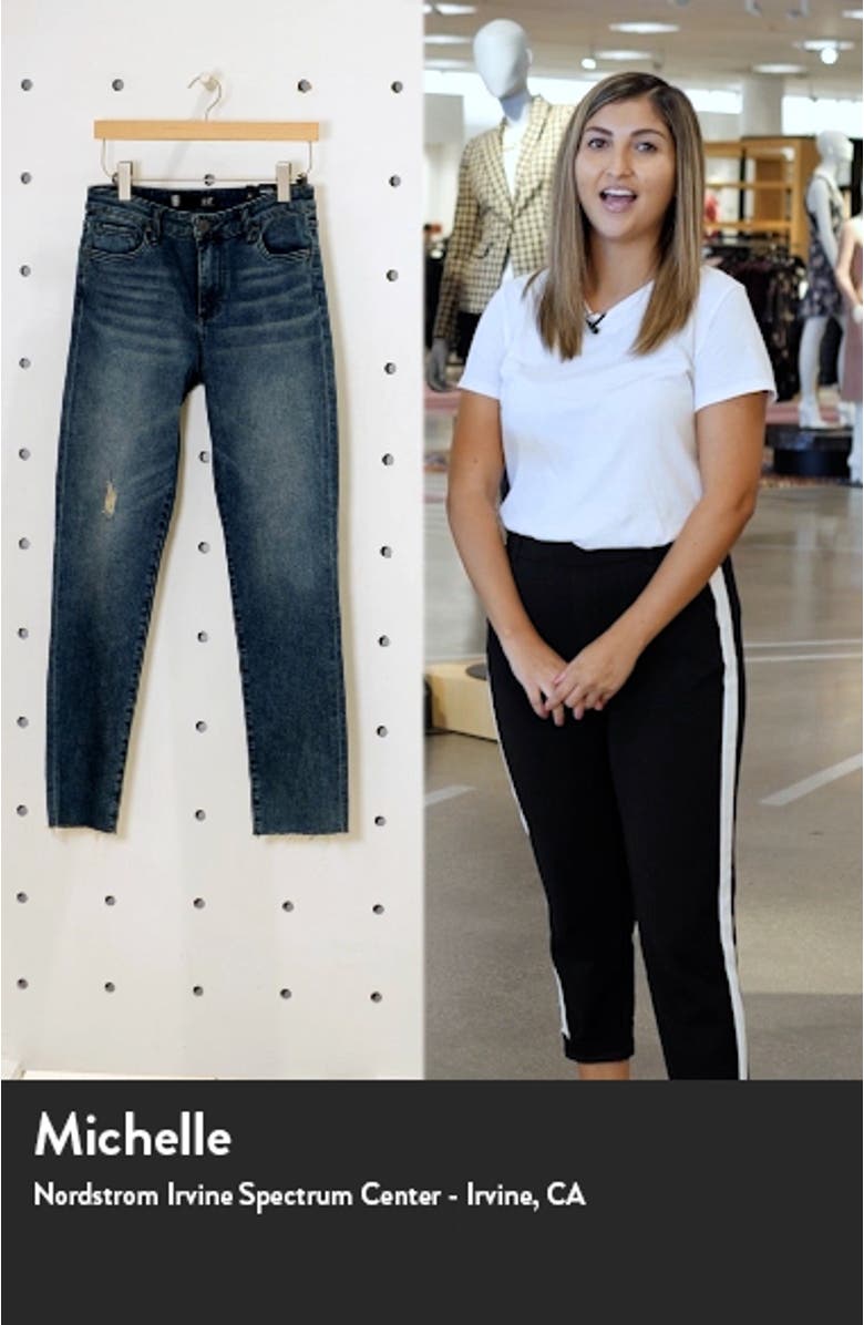 KUT from the Kloth Chrissie High Waist Raw Hem Slim Straight Leg Jeans, sales video thumbnail
