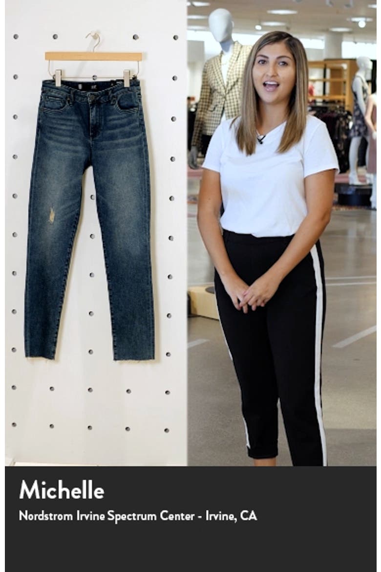 KUT from the Kloth Chrissie High Waist Raw Hem Slim Straight Leg Jeans video