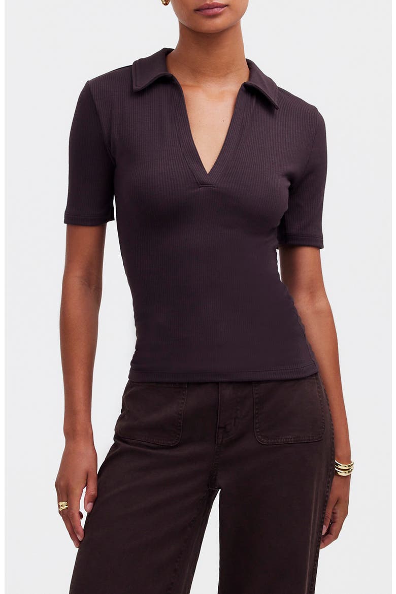 Drapey Rib Polo, Main, color, DARK CAROB