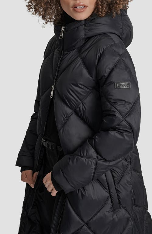 Dkny Diamond Quilted Puffer Coat In Black