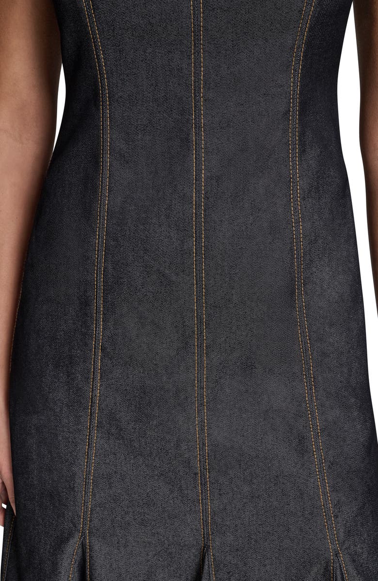 BCBG Topstitch Detail Denim Dress, Alternate, color, Black