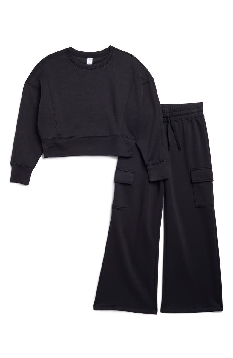 90 DEGREE BY REFLEX Kids' Scuba Sweatshirt & Cargo Pants Set, Main, color,